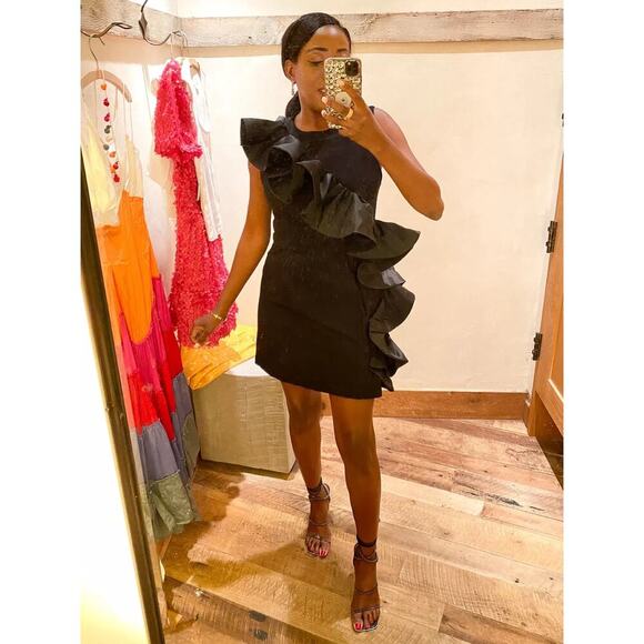 Hutch Ruffle Sheath Dress Size XS Black Mini Anthropologie - Picture 6 of 14